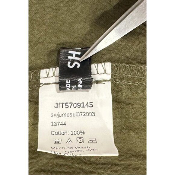 Shein Army Green Romper Open Back Halter Style Tie Waist Teen Sz Large 1 Piece - Picture 9 of 10